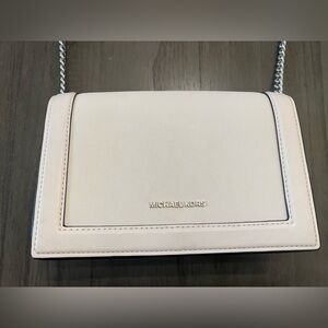 Authentic Michael Kors Jet Set Large Full Flap Chain Leather Crossbody Bag White